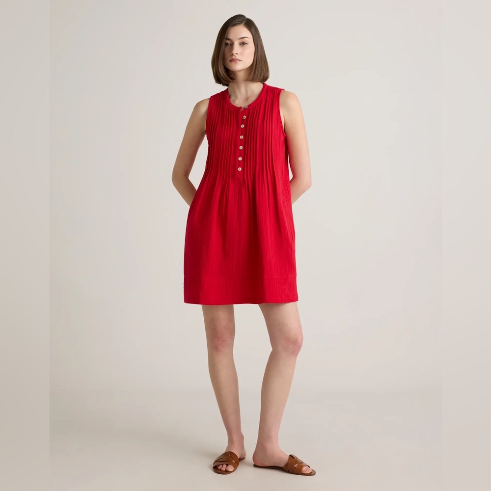 Quince 100% Organic Cotton Gauze Sleeveless Swing Dress Medium
